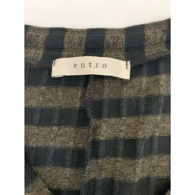 Women's Green & Black Striped Long Sleeve Swing Sweater Dress L - Thumbnail 3