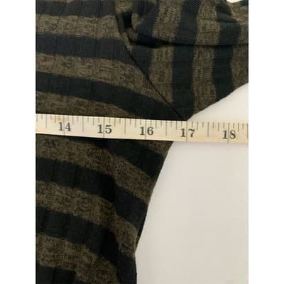 Women's Green & Black Striped Long Sleeve Swing Sweater Dress L - Thumbnail 6