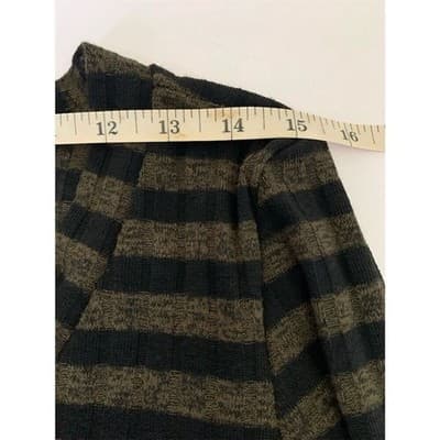 Women's Green & Black Striped Long Sleeve Swing Sweater Dress L - Thumbnail 5