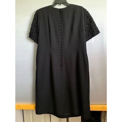 Jessica Howard Women's Size 14 Black Beaded Knee Length Evening Dress - Thumbnail 2