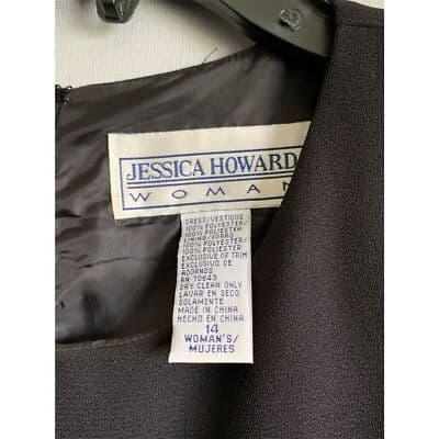 Jessica Howard Women's Size 14 Black Beaded Knee Length Evening Dress - Thumbnail 9