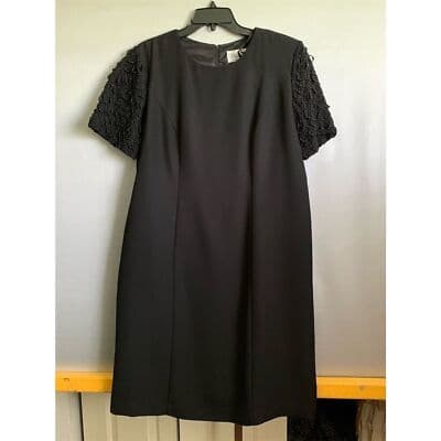 Jessica Howard Women's Size 14 Black Beaded Knee Length Evening Dress - Thumbnail 8