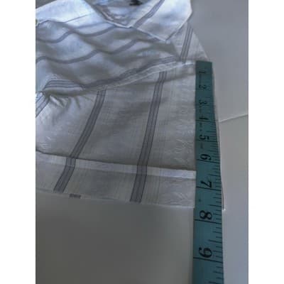 BC Collection Mens Large Short Sleeve Button Down Shirt Blue White Striped L - Thumbnail 8