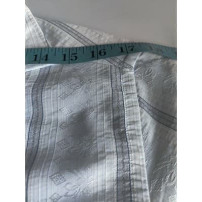 BC Collection Mens Large Short Sleeve Button Down Shirt Blue White Striped L - Thumbnail 5