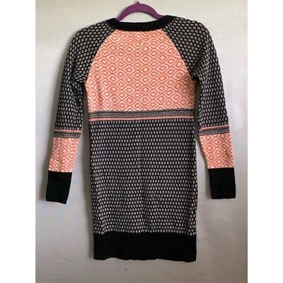 Mossimo Women's XS Orange Geometric Knit Sweater Dress Knee Length - Thumbnail 2