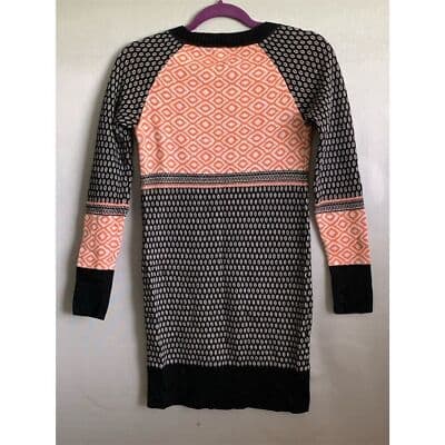 Mossimo Women's XS Orange Geometric Knit Sweater Dress Knee Length - Thumbnail 4