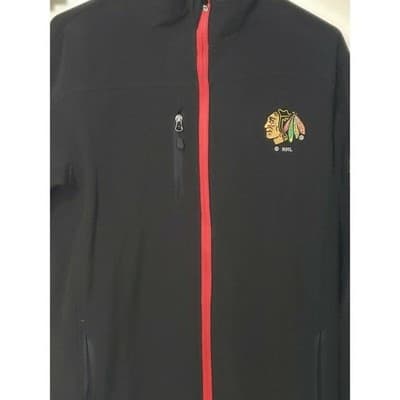 Chicago Blackhawks NHL Mens Black Track Jacket Knights Apparel, Inc. Size Medium - Thumbnail 3