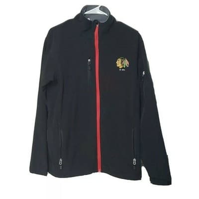 Chicago Blackhawks NHL Mens Black Track Jacket Knights Apparel, Inc. Size Medium - Image 1