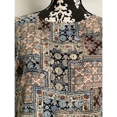 J. Jill Women's XS Multicolor Sheer Floral Bohemian Blouse Short Sleeve - Thumbnail 3