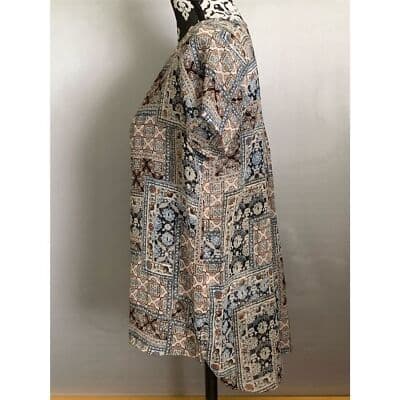 J. Jill Women's XS Multicolor Sheer Floral Bohemian Blouse Short Sleeve - Thumbnail 4