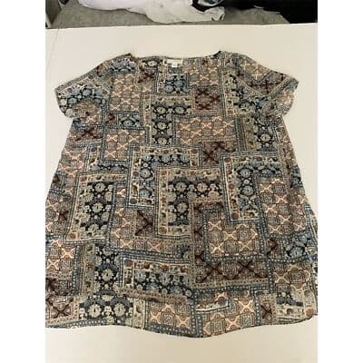 J. Jill Women's XS Multicolor Sheer Floral Bohemian Blouse Short Sleeve - Thumbnail 7