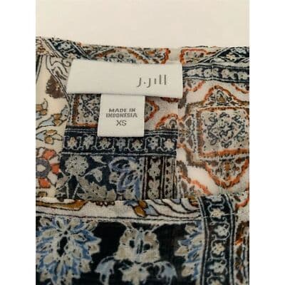 J. Jill Women's XS Multicolor Sheer Floral Bohemian Blouse Short Sleeve - Thumbnail 14