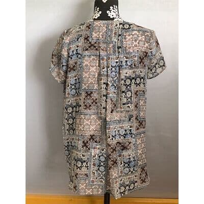 J. Jill Women's XS Multicolor Sheer Floral Bohemian Blouse Short Sleeve - Thumbnail 5