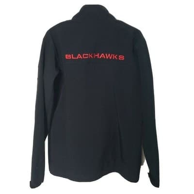 Chicago Blackhawks NHL Mens Black Track Jacket Knights Apparel, Inc. Size Medium - Thumbnail 2