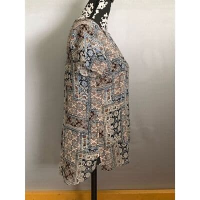 J. Jill Women's XS Multicolor Sheer Floral Bohemian Blouse Short Sleeve - Thumbnail 6