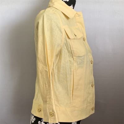 Isaac Mizrahi Live! Women's Yellow Linen Jacket Size 2 3/4 Sleeve Casual - Thumbnail 10