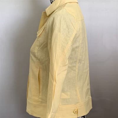 Isaac Mizrahi Live! Women's Yellow Linen Jacket Size 2 3/4 Sleeve Casual - Thumbnail 11