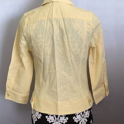 Isaac Mizrahi Live! Women's Yellow Linen Jacket Size 2 3/4 Sleeve Casual - Thumbnail 2
