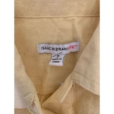 Isaac Mizrahi Live! Women's Yellow Linen Jacket Size 2 3/4 Sleeve Casual - Thumbnail 3