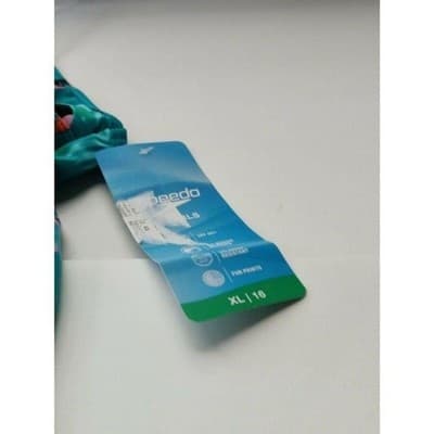 Speedo Kids Girls One Piece Swimsuit Teal Toucan Tropical Print XL 16 - Thumbnail 4