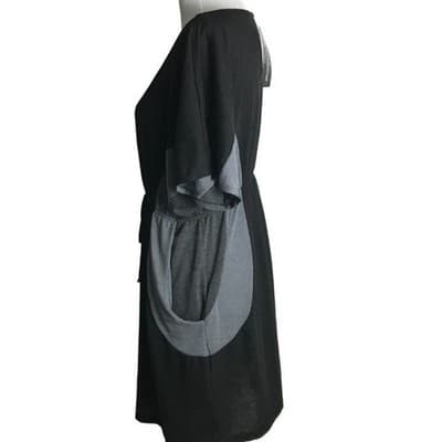 3X Love Delirious Los Angeles Colorblock Black And Gray Dress With Side Pockets - Thumbnail 7