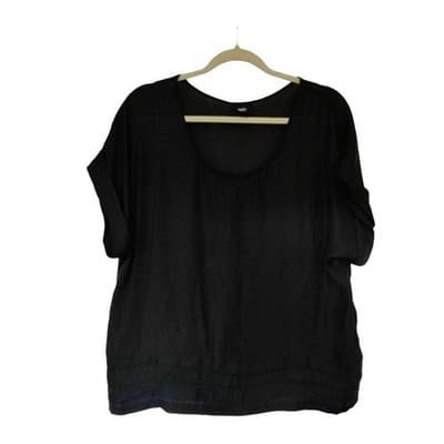 Mossimo L Women's Black Short Sleeve Blouse Tank Top - Image 1