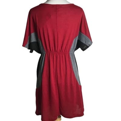 3X Womens Love Delirious Los Angeles Colorblock Red, Black And Gray Dress - Thumbnail 12