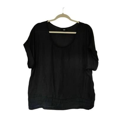 Mossimo L Women's Black Short Sleeve Blouse Tank Top - Thumbnail 8