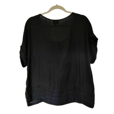 Mossimo L Women's Black Short Sleeve Blouse Tank Top - Thumbnail 2