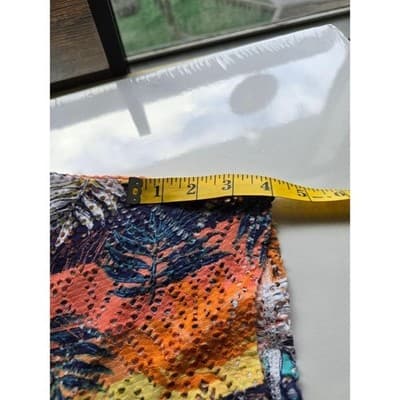 Hearts of Palm Tropical Palm Leaf Print Crochet Knit V Neck Top Womens Large - Thumbnail 8