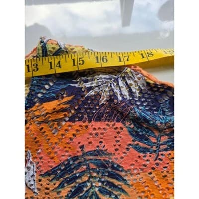 Hearts of Palm Tropical Palm Leaf Print Crochet Knit V Neck Top Womens Large - Thumbnail 10