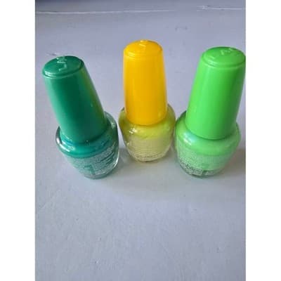 LA Colors Color Mania Nail Polish Set 3 Neon Green Yellow Teal - Image 1