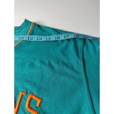 Miami Dolphins NFL Football V Neck T Shirt Mens Size Medium Teal Orange - Thumbnail 5
