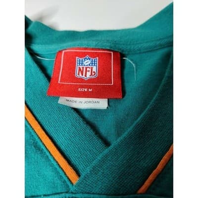 Miami Dolphins NFL Football V Neck T Shirt Mens Size Medium Teal Orange - Thumbnail 3