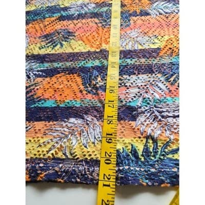 Hearts of Palm Tropical Palm Leaf Print Crochet Knit V Neck Top Womens Large - Thumbnail 7