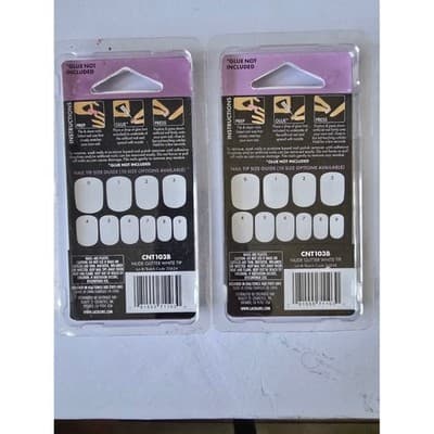 LA Colors CNT103B Nude Glitter White Tip False Nails 10 Size Options Pack of 2 - Thumbnail 4