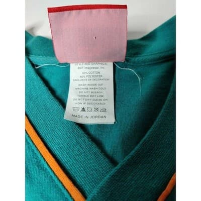 Miami Dolphins NFL Football V Neck T Shirt Mens Size Medium Teal Orange - Thumbnail 4