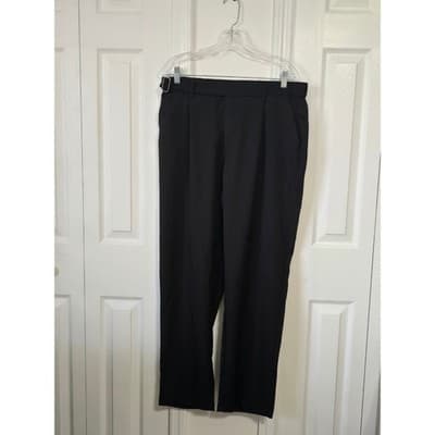 MANFINITY Black Wide Leg Trousers Elastic Waist Belted Pleated Tailored XL - Thumbnail 13
