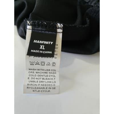 MANFINITY Black Wide Leg Trousers Elastic Waist Belted Pleated Tailored XL - Thumbnail 11