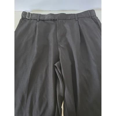 MANFINITY Black Wide Leg Trousers Elastic Waist Belted Pleated Tailored XL - Thumbnail 3