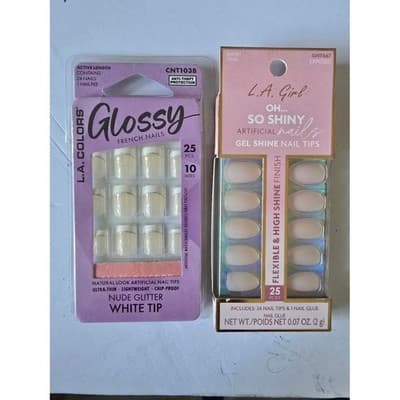 LA Colors Glossy French Nails Nude Glitter White Tip Artificial Nails 25 Pcs - Thumbnail 3