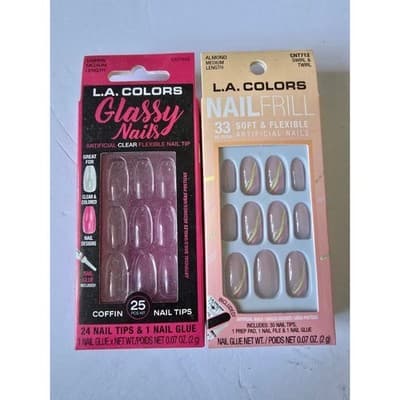 LA COLORS Glassy Nails Artificial Clear Coffin Medium Length Nail Tips 25 Pcs - Thumbnail 5