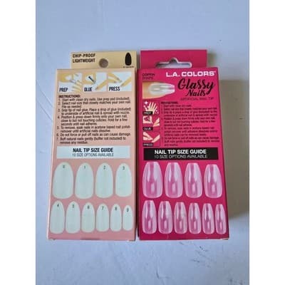 LA COLORS Glassy Nails Artificial Clear Coffin Medium Length Nail Tips 25 Pcs - Thumbnail 2