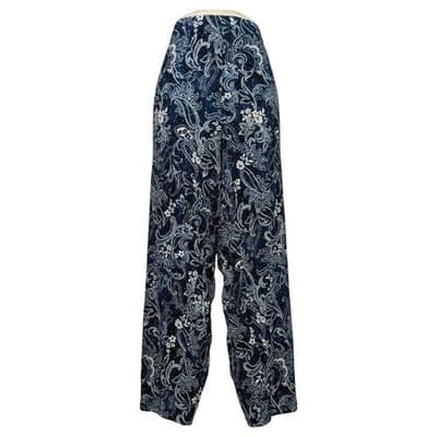 QVC Wide Leg Paisley Print Pants Blue White Comfort Casual Lounge Size 2XP - Image 1