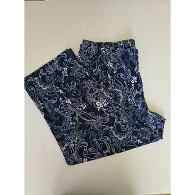 QVC Wide Leg Paisley Print Pants Blue White Comfort Casual Lounge Size 2XP - Thumbnail 7