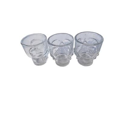 Set of 3 Skull Shot Glasses Clear Glass Unique Barware Drinkware - Thumbnail 2
