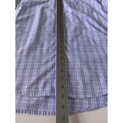 Mens Izod Checker Long Sleeve Collar Purple Shirt Sz, XL/16 - Thumbnail 7