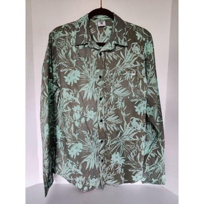 Mens DC Floral Print Long Sleeve Button Down Collar Shirt Sz. M - Image 1