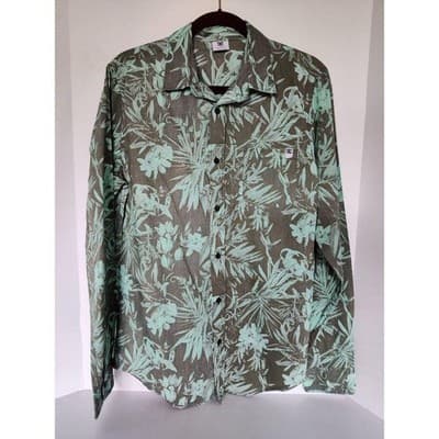 Mens DC Floral Print Long Sleeve Button Down Collar Shirt Sz. M - Thumbnail 3