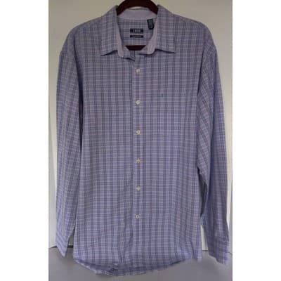 Mens Izod Checker Long Sleeve Collar Purple Shirt Sz, XL/16 - Thumbnail 10